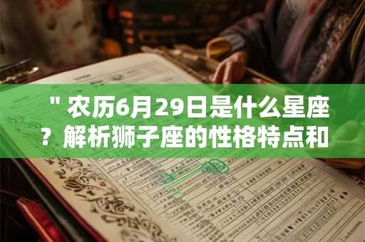 ＂农历6月29日是什么星座？解析狮子座的性格特点和人际关系处理方法＂