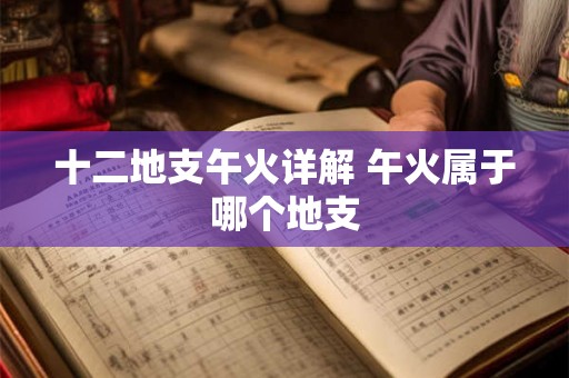 十二地支午火详解 午火属于哪个地支