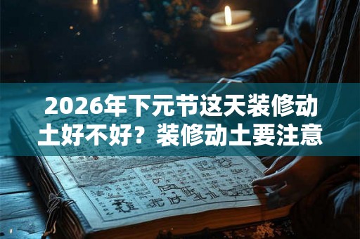 2026年下元节这天装修动土好不好？装修动土要注意什么？