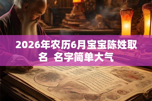 2026年农历6月宝宝陈姓取名  名字简单大气