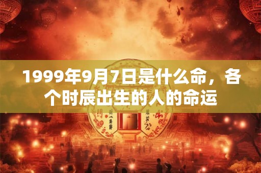 1999年9月7日是什么命，各个时辰出生的人的命运