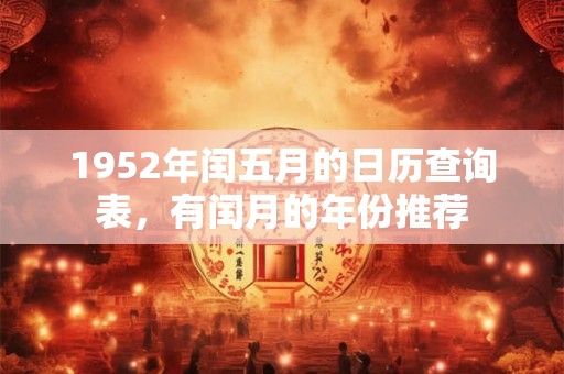 1952年闰五月的日历查询表,有闰月的年份推荐 1952年闰五月的日历查询表,有闰月的年份推荐
