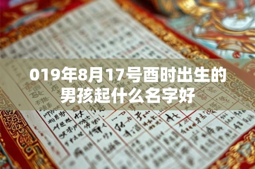 019年8月17号酉时出生的男孩起什么名字好