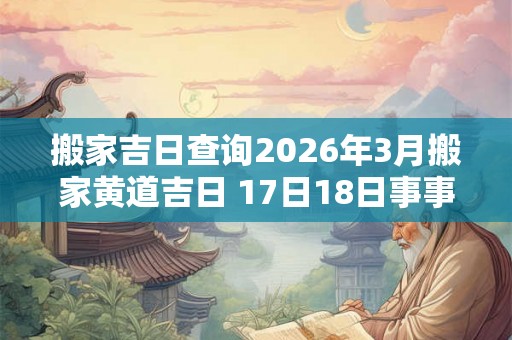 搬家吉日查询2026年3月搬家黄道吉日 17日18日事事顺利 搬家吉日查询2026年3月搬家黄道吉日 17日18日事事顺利