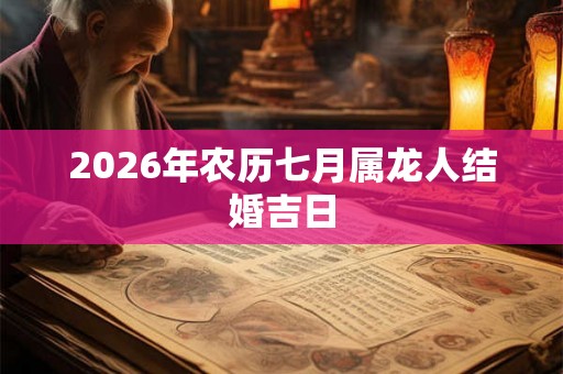 2026年农历七月属龙人结婚吉日