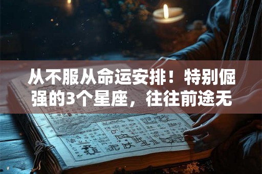 从不服从命运安排！特别倔强的3个星座，往往前途无量