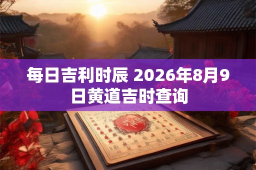 每日吉利时辰 2026年8月9日黄道吉时查询