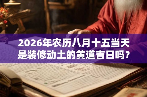 2026年农历八月十五当天是装修动土的黄道吉日吗？