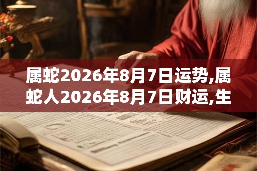 属蛇2026年8月7日运势,属蛇人2026年8月7日财运,生肖蛇2026年8月7日运势
