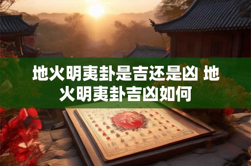 地火明夷卦是吉还是凶 地火明夷卦吉凶如何