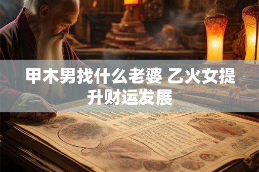甲木男找什么老婆 乙火女提升财运发展