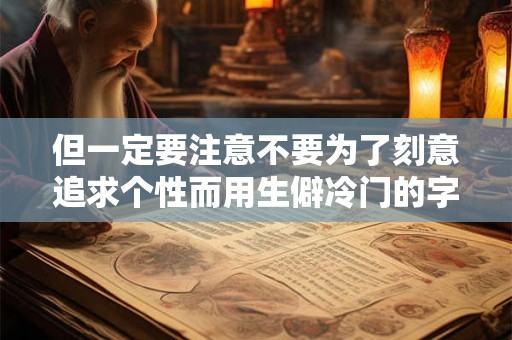 但一定要注意不要为了刻意追求个性而用生僻冷门的字入名 但一定要注意不要为了刻意追求个性而用生僻冷门的字入名