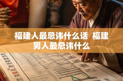 福建人最忌讳什么话  福建男人最忌讳什么