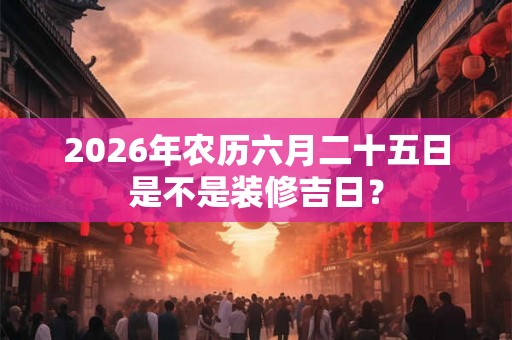 2026年农历六月二十五日是不是装修吉日？