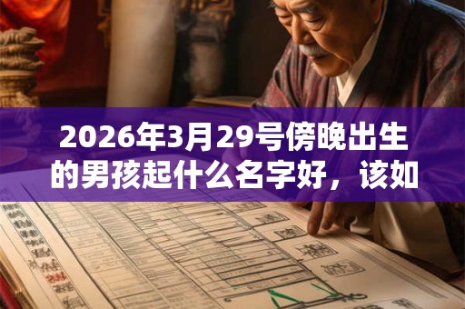 2026年3月29号傍晚出生的男孩起什么名字好，该如何取名？