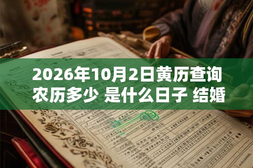 2026年10月2日黄历查询 农历多少 是什么日子 结婚吉时