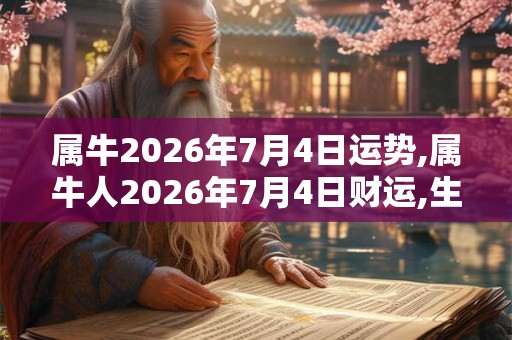 属牛2026年7月4日运势,属牛人2026年7月4日财运,生肖牛2026年7月4日运势