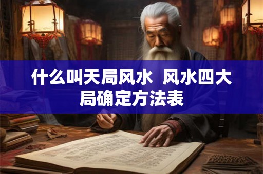 什么叫天局风水  风水四大局确定方法表
