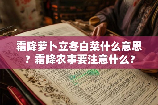 霜降萝卜立冬白菜什么意思？霜降农事要注意什么？