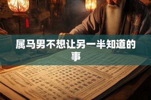属马男不想让另一半知道的事