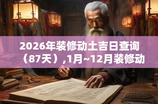 2026年装修动土吉日查询(87天),1月~12月装修动土吉日 2026年装修动土吉日查询(87天),1月~12月装修动土吉日