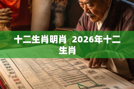 十二生肖明肖  2026年十二生肖