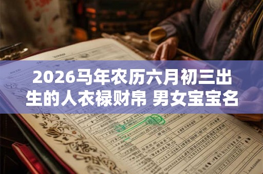 2026马年农历六月初三出生的人衣禄财帛 男女宝宝名字大全