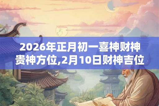 2026年正月初一喜神财神贵神方位,2月10日财神吉位
