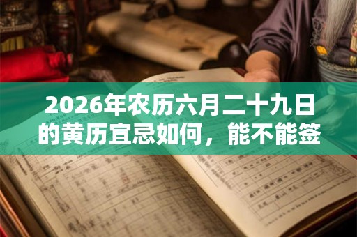 2026年农历六月二十九日的黄历宜忌如何，能不能签约？