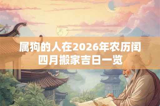 属狗的人在2026年农历闰四月搬家吉日一览
