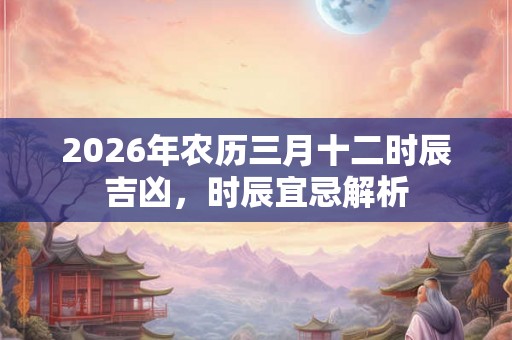 2026年农历三月十二时辰吉凶，时辰宜忌解析