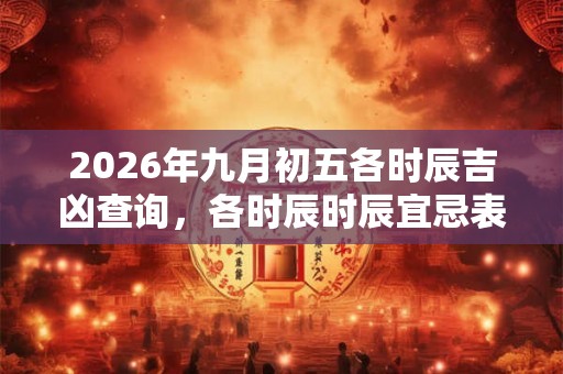 2026年九月初五各时辰吉凶查询，各时辰时辰宜忌表