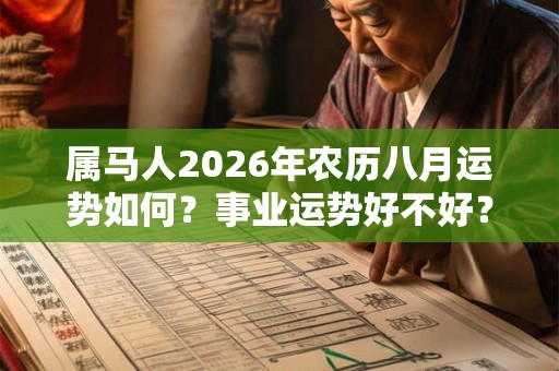 属马人2026年农历八月运势如何？事业运势好不好？