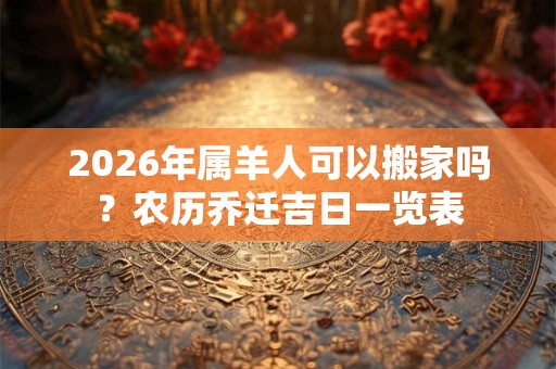 2026年属羊人可以搬家吗？农历乔迁吉日一览表
