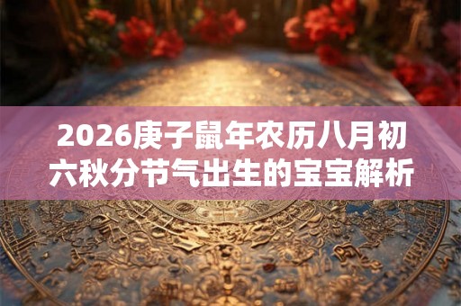 2026庚子鼠年农历八月初六秋分节气出生的宝宝解析