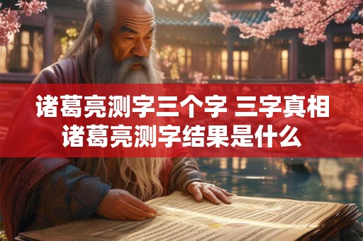 诸葛亮测字三个字 三字真相诸葛亮测字结果是什么