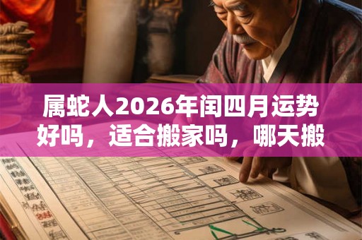 属蛇人2026年闰四月运势好吗，适合搬家吗，哪天搬家好？