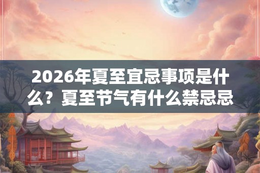 2026年夏至宜忌事项是什么？夏至节气有什么禁忌忌讳？