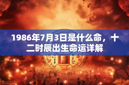 1986年7月3日是什么命，十二时辰出生命运详解