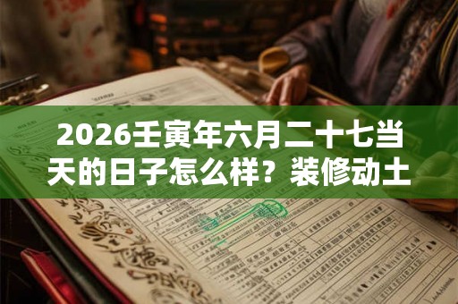 2026壬寅年六月二十七当天的日子怎么样？装修动土好不好？
