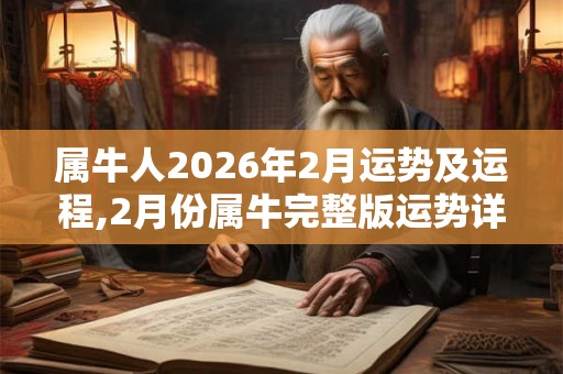 属牛人2026年2月运势及运程,2月份属牛完整版运势详解