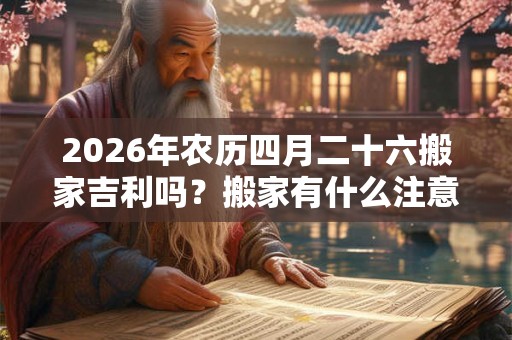 2026年农历四月二十六搬家吉利吗？搬家有什么注意事项？