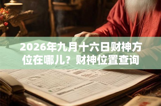 2026年九月十六日财神方位在哪儿？财神位置查询