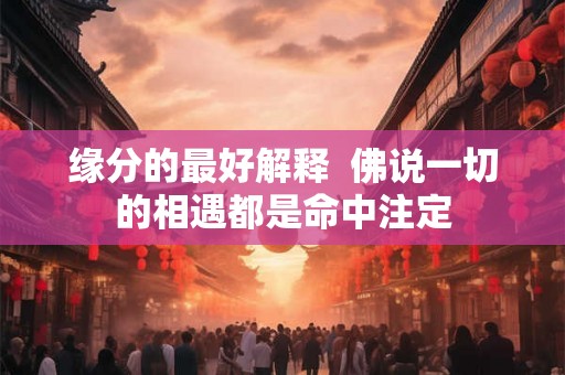缘分的最好解释  佛说一切的相遇都是命中注定