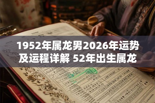 1952年属龙男2026年运势及运程详解 52年出生属龙人2026全年每月运势男性