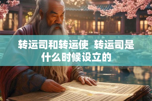转运司和转运使  转运司是什么时候设立的