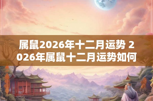 属鼠2026年十二月运势 2026年属鼠十二月运势如何 属鼠2026年十二月运势 2026年属鼠十二月运势如何
