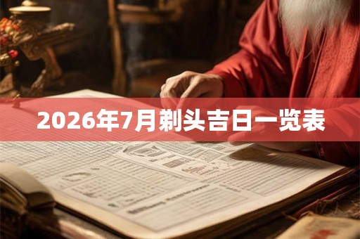 2026年7月剃头吉日一览表 2026年7月剃头吉日一览表