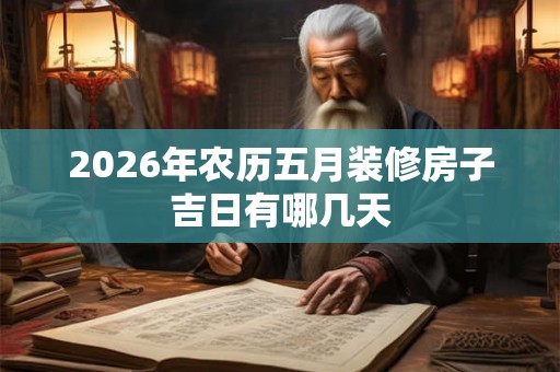 2026年农历五月装修房子吉日有哪几天