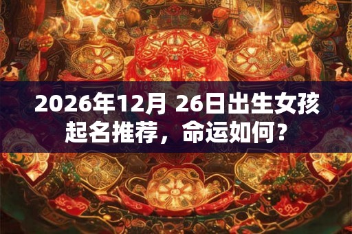2026年12月 26日出生女孩起名推荐，命运如何？